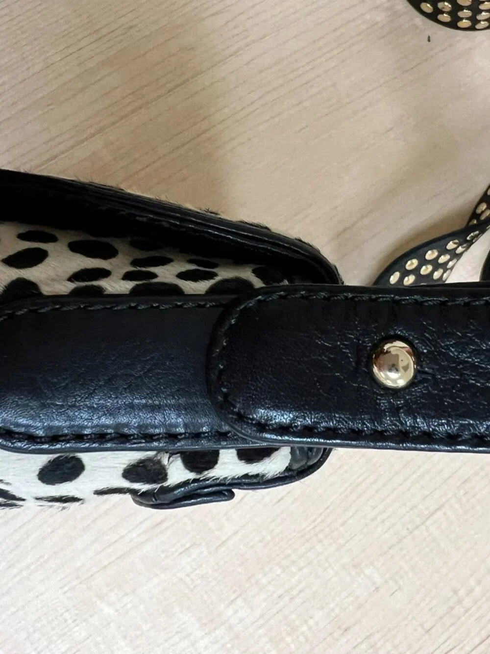 Rebecca Minkoff Pony Hair Dalmatian Print Crossbody Bag Gold Hardware - Picture 7 of 14